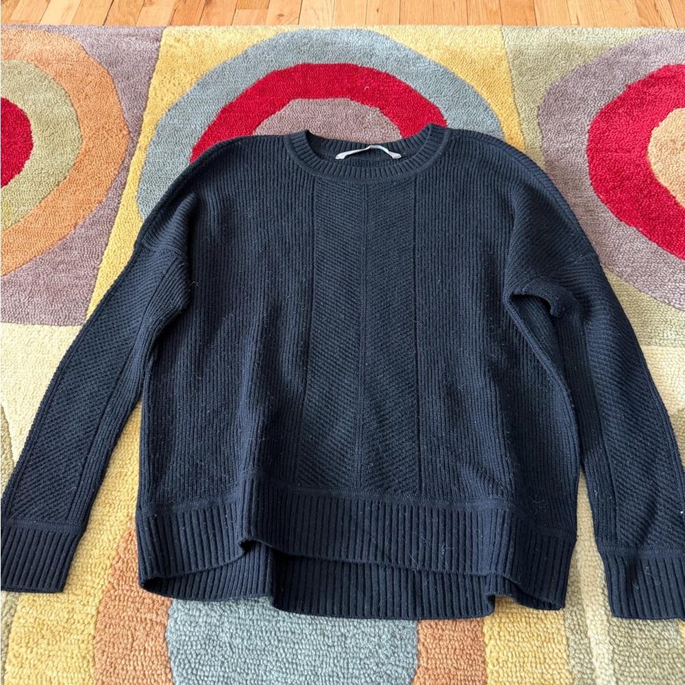 Athleta Women Black Wool Cashmere Blend Crewneck Sweater Size XS